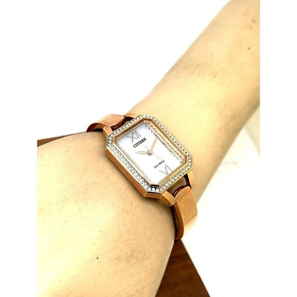 Citizen Women's Watch EM0983-51A Eco Drive Silver Dial Rose Gold Bangle … - Picture 5 of 13